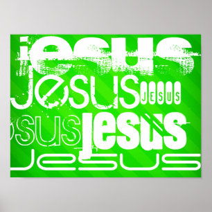 Poster Jésus ; Rayures vertes au néon