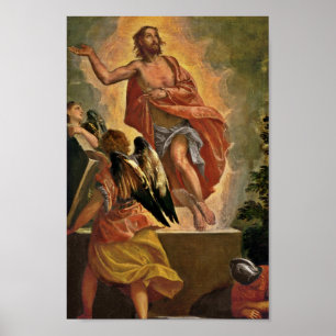 Poster Jésus ressuscité au-dessus de sa tombe