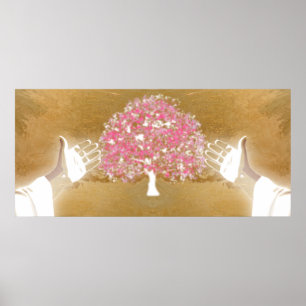 Poster Jésus rose Open les bras Clous dans les mains Arbr