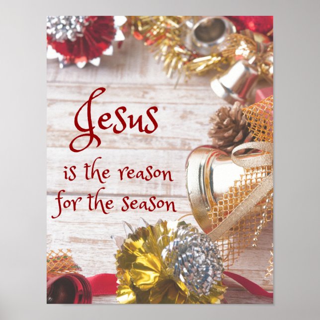 Poster Jésus rustique est la raison de Noël de saison (Devant)