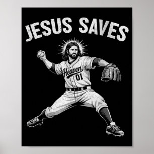 Poster Jesus Sauve Baseball pour Hommes Femmes Enfants Ch