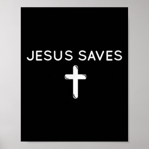Poster Jésus Sauve Croix subtile foi chrétienne Minimale