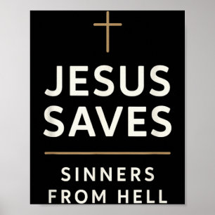 Poster Jésus sauve les pécheurs de l'enfer Évangélique Év