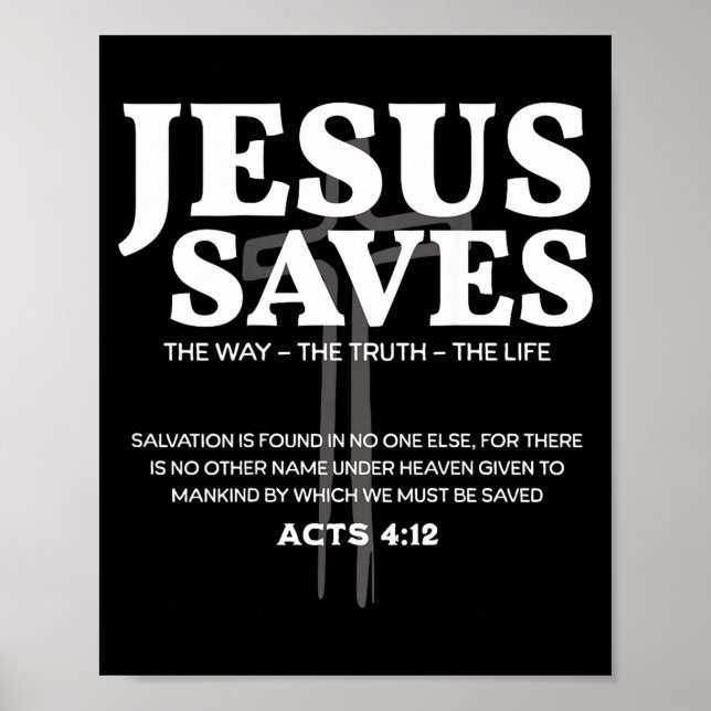 Poster Jesus Saves Bible Verse Acts 4_12 Christian  (Devant)