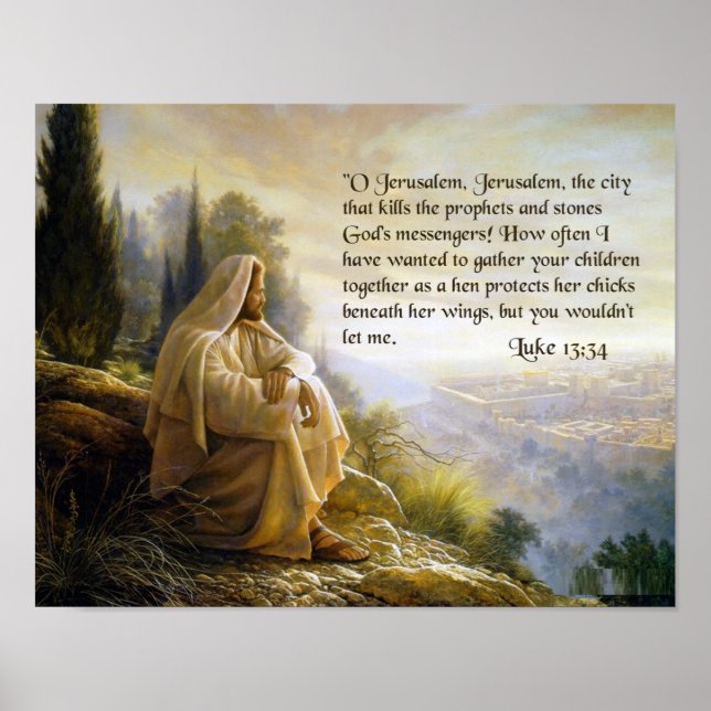 Poster Jésus se lamente pour Jérusalem. Luc 13:34 (Devant)