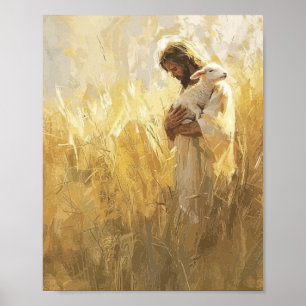Poster Jésus serrant un agneau – Enfants du doux berger