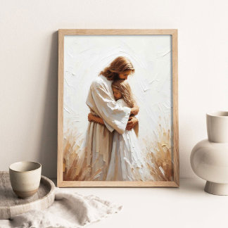 Poster Jésus serrant une petite fille dans ses bras, Pein