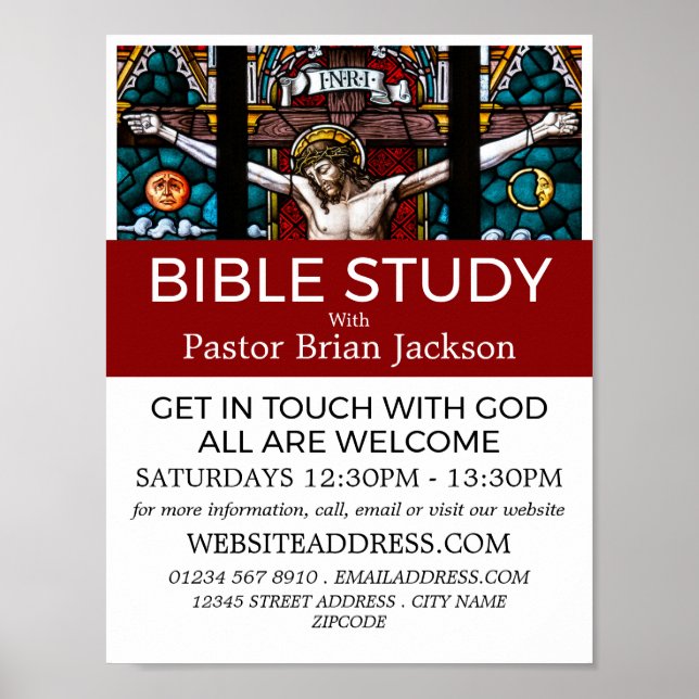 Poster Jésus sur la Croix, Christian Bible Class Advert (Devant)