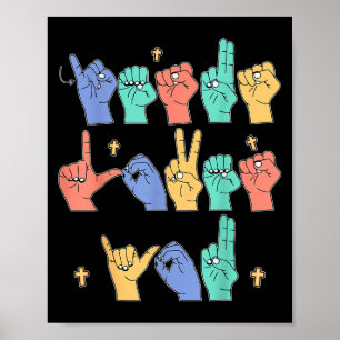 Poster Jésus t'aime Asl chrétien Jésus tout-petit je sign