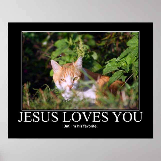 Poster Jésus t'aime Chat (Devant)