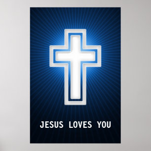 Poster Jésus t'aime   Croix religieuse