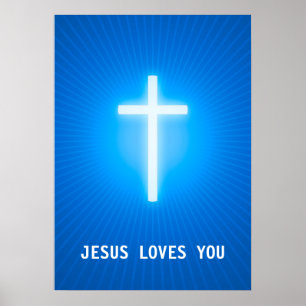 Poster Jésus t'aime Croix religieuse