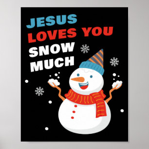 Poster Jésus t'aime Neige Beaucoup Noël chrétien
