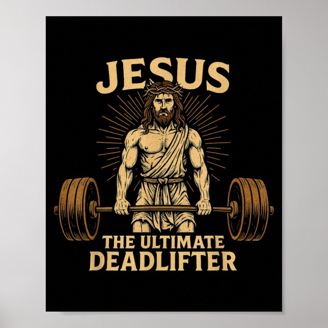 Poster Jesus The Deadlifter Christian Fitness  (Devant)