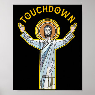 Poster Jesus Touchdown Amusant Citation De Foi Chrétienne