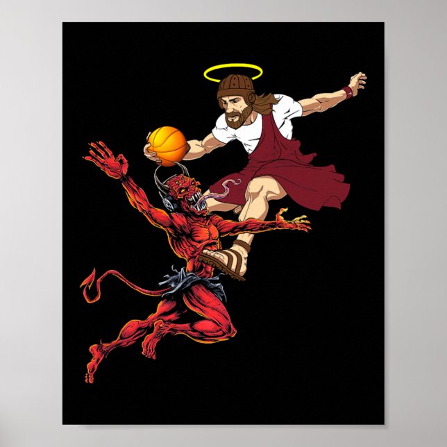 Poster Jésus Traversant Le Joueur De Basket-Ball Devil Du (Devant)