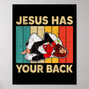 Poster Jésus Vous Soutient Jiu Jitsu Rétro Hommes Chrétie