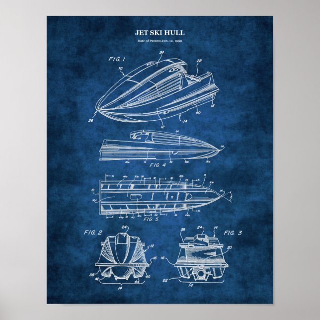 Poster Jet Ski Brevet Plan directeur Watersport Cadeau (Devant)