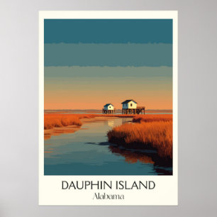 Poster Jetée côtière de l'île Dauphin Alabama