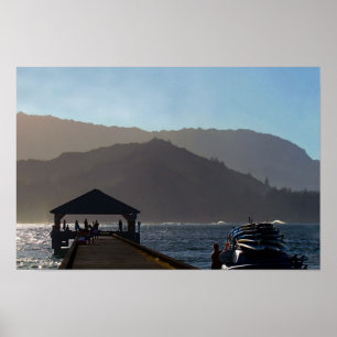 Poster Jetée de la baie de Hanalei, Kauai, Hawaï