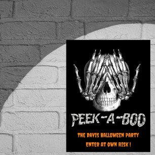 Poster Jeter Un Oeil À Boo Halloween Crâne Éffrayant