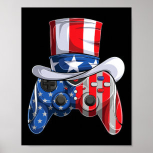 Poster Jeu 4 juillet contrôleur American Flag Kids Boy