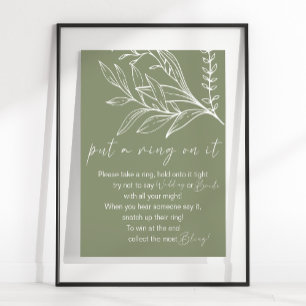 Poster Jeu Boho Fleurs Vert Sauge Mets un Anneau dessus