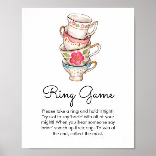Poster Jeu d'anneau moderne Blush et White Tea Party