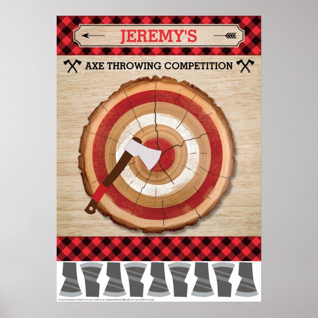 Poster Jeu d'anniversaire Lumberjack | Pin The Tail Game (Devant)
