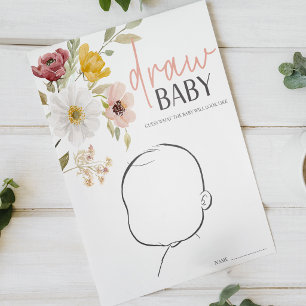 Poster Jeu de baby shower bébé dessine Floral de printemp