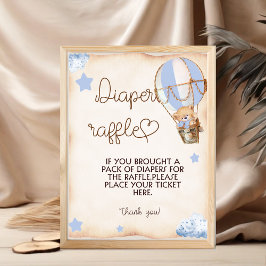 Poster Jeu de Baby shower bleu de l'ours en peluche