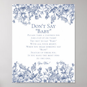 Poster Jeu de Baby Shower Blue Chinoiserie Ne dites pas b
