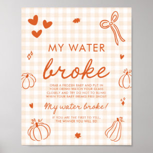 Poster Jeu de Baby Shower Citrouille d'Automne Mon Eau a