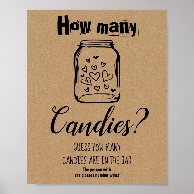 Poster Jeu de Baby Shower Combien de Bonbons Panneau (Devant)