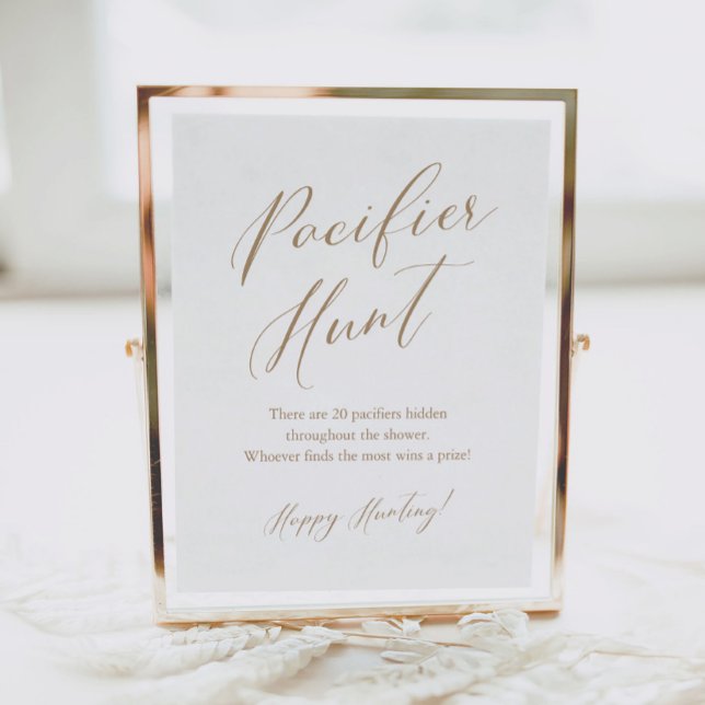 Poster Jeu de Baby shower de chasse à la calligraphie or (Créateur téléchargé)