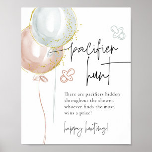 Poster Jeu de Baby shower de chasse à la pacifier révélat
