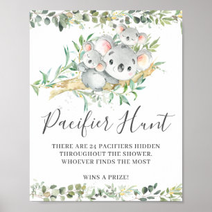 Poster Jeu de Baby shower de chasse des jumeaux Koalas