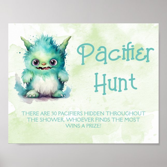 Poster Jeu de Baby shower de chasse du Monstre d'Hallowee (Devant)