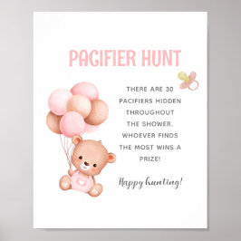Poster Jeu de Baby shower de chasse Teddy Bear Pacifier