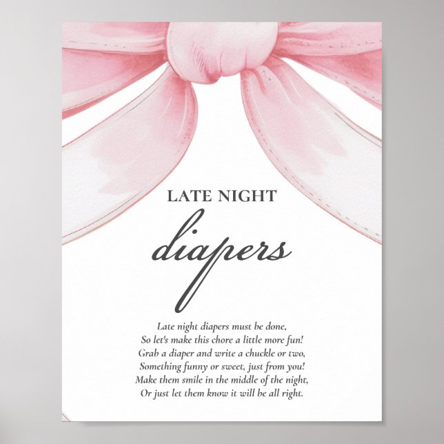 Poster Jeu de Baby shower de Diapositives de nuit rose Bo (Devant)