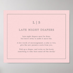 Poster Jeu de Baby shower de Diapositives de nuit rose si