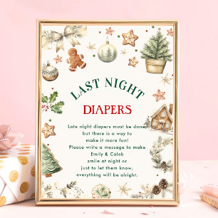 Poster Jeu de Baby shower de Noël "Dernier Night Diapers"
