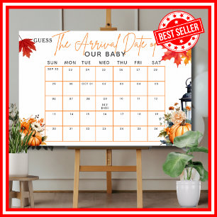 Poster Jeu de Baby Shower DEVINEZ LA DATE D'ACCouchement
