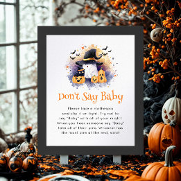 Poster Jeu de Baby shower "Don't Say Baby" pour Halloween
