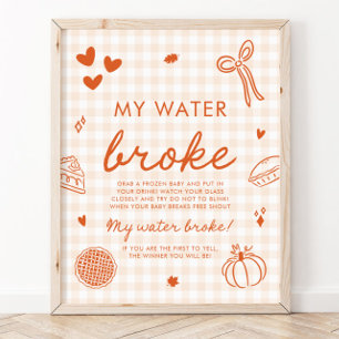 Poster Jeu de Baby Shower 'Fall Cutie Pie My Water Broke'