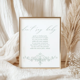 Poster Jeu de Baby Shower Floral Vert Intemporel de Style