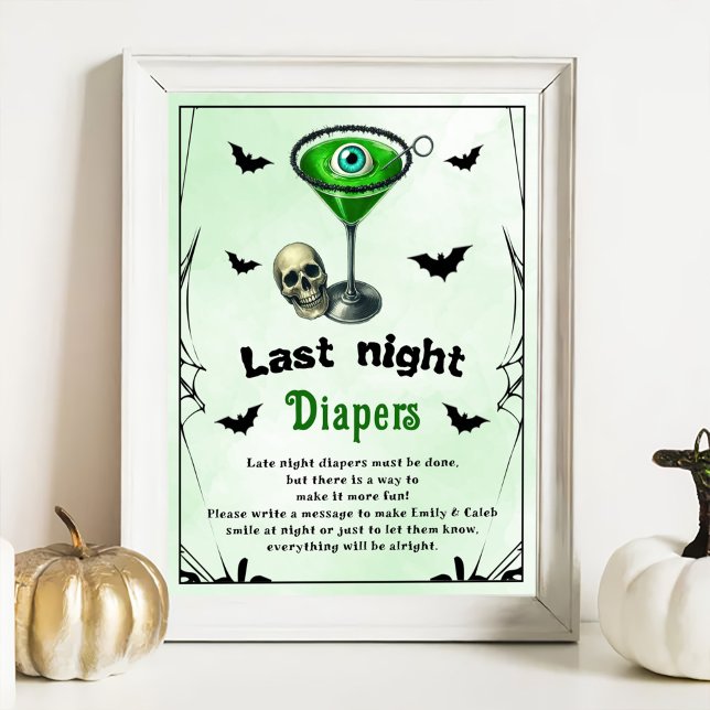 Poster Jeu de Baby shower Halloween "Dernier Night Diaper (Créateur téléchargé)