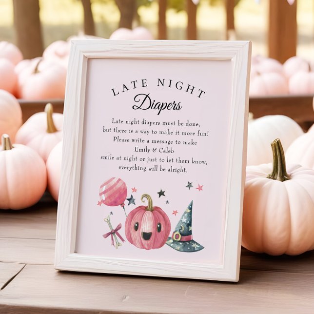 Poster Jeu de Baby shower Halloween "Late Night Diapers" (Créateur téléchargé)