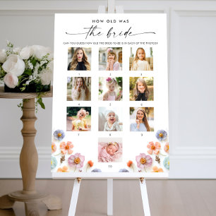 Poster Jeu de Baby Shower Mariage Fleurs Sauvages Bohème