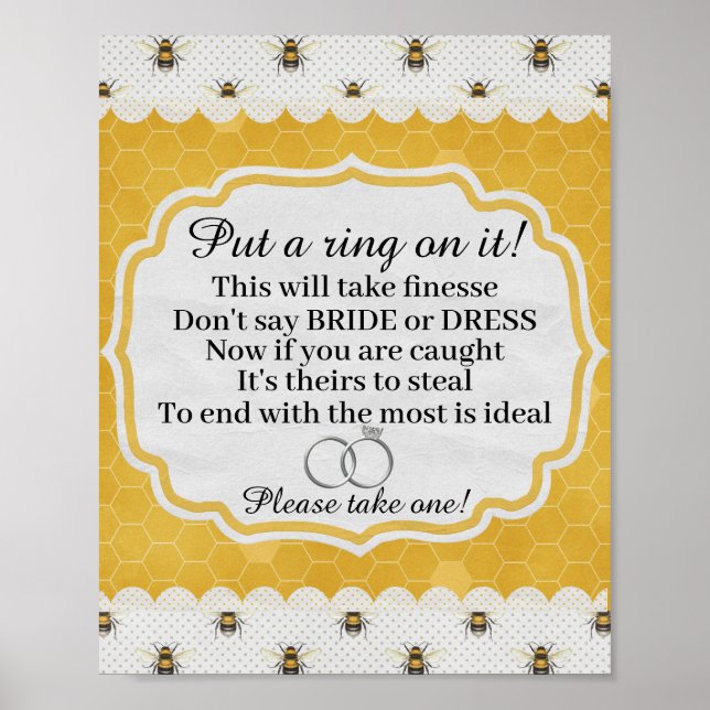 Poster Jeu de Baby Shower 'Mettez un anneau dessus' (Devant)